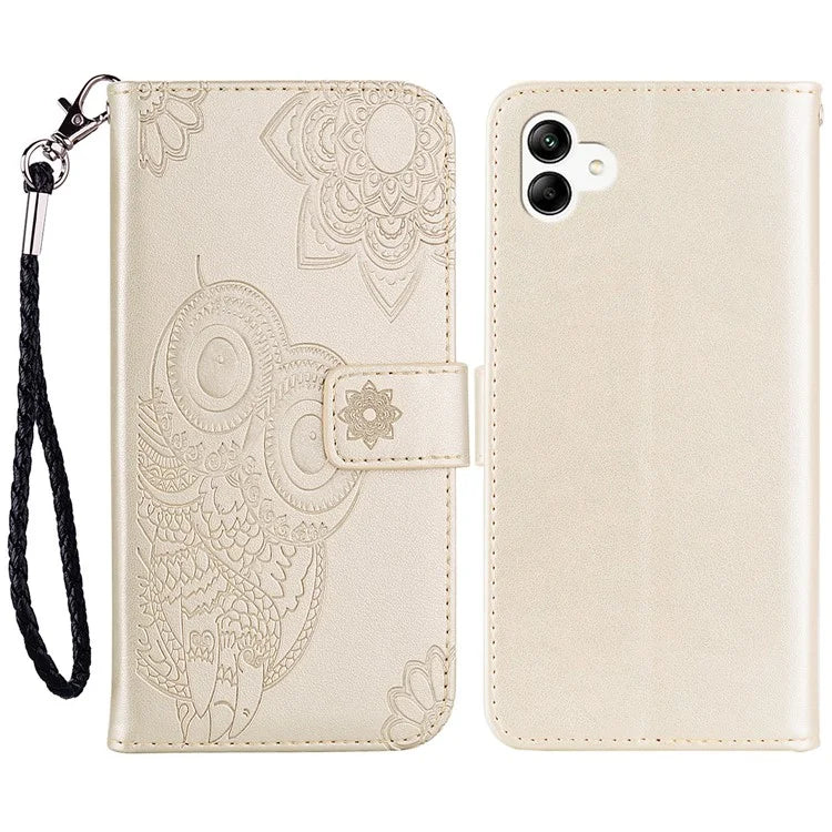 For Samsung Galaxy A05 4G Case Owl Imprinted PU Leather Anti-drop Phone Wallet Cover