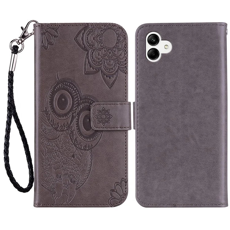 For Samsung Galaxy A05 4G Case Owl Imprinted PU Leather Anti-drop Phone Wallet Cover