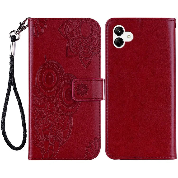 For Samsung Galaxy A05 4G Case Owl Imprinted PU Leather Anti-drop Phone Wallet Cover