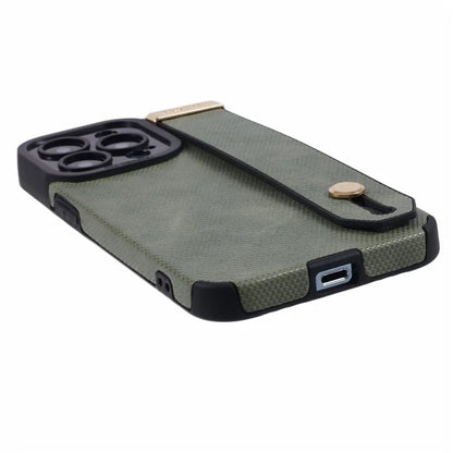 Morandi Style for iPhone 15 Pro Case Wristband Design TPU+PU Leather Phone Cover