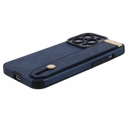Morandi Style for iPhone 15 Pro Case Wristband Design TPU+PU Leather Phone Cover