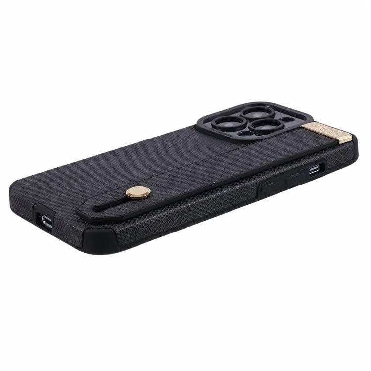 Morandi Style for iPhone 15 Pro Case Wristband Design TPU+PU Leather Phone Cover