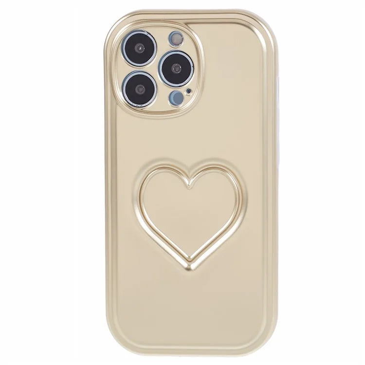 For iPhone 15 Pro TPU Case 3D Heart Shape IMD Protective Phone Cover