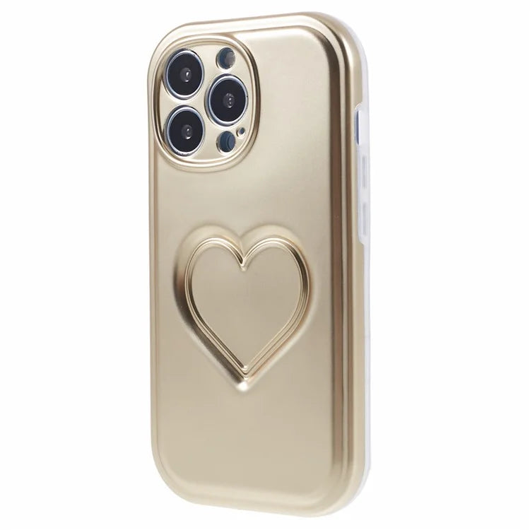 For iPhone 15 Pro TPU Case 3D Heart Shape IMD Protective Phone Cover