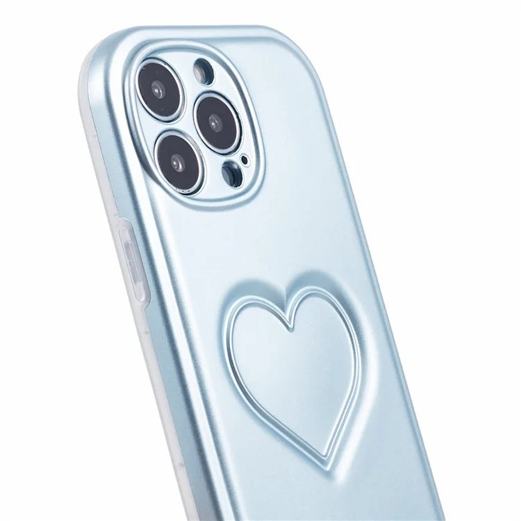 For iPhone 15 Pro TPU Case 3D Heart Shape IMD Protective Phone Cover