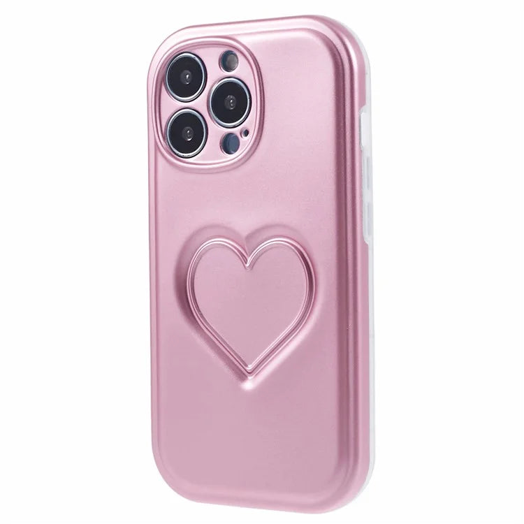 For iPhone 15 Pro TPU Case 3D Heart Shape IMD Protective Phone Cover