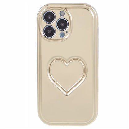 For iPhone 15 Pro Max Phone Case IMD TPU Cover with 3D Effect Heart Shape