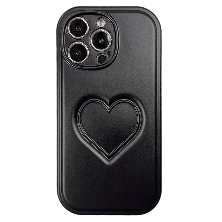 For iPhone 15 Pro Max Phone Case IMD TPU Cover with 3D Effect Heart Shape