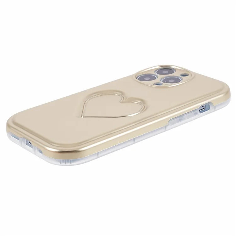 For iPhone 15 Pro Max Phone Case IMD TPU Cover with 3D Effect Heart Shape