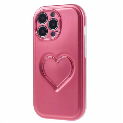 For iPhone 15 Pro Max Phone Case IMD TPU Cover with 3D Effect Heart Shape