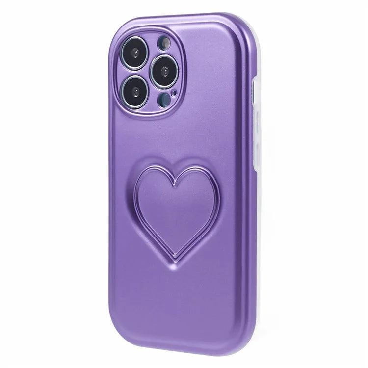 For iPhone 15 Pro Max Phone Case IMD TPU Cover with 3D Effect Heart Shape