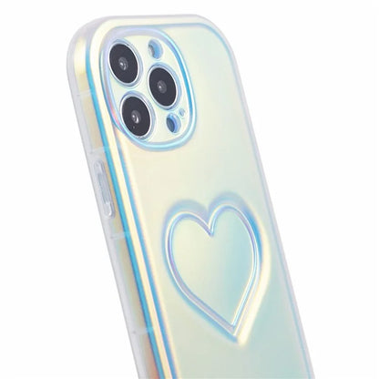 For iPhone 14 Pro Max Case IMD TPU Cover with 3D Effect Love Heart