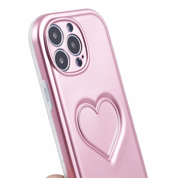 For iPhone 14 Pro Max Case IMD TPU Cover with 3D Effect Love Heart