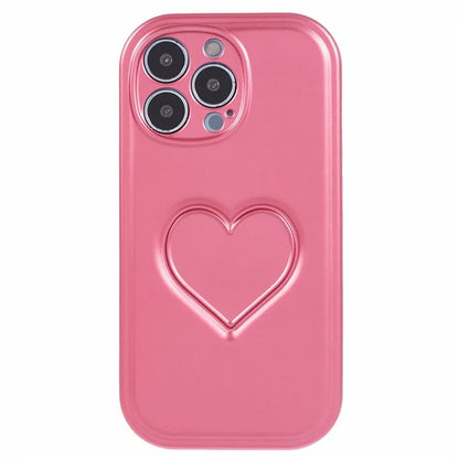 For iPhone 14 Pro Max Case IMD TPU Cover with 3D Effect Love Heart