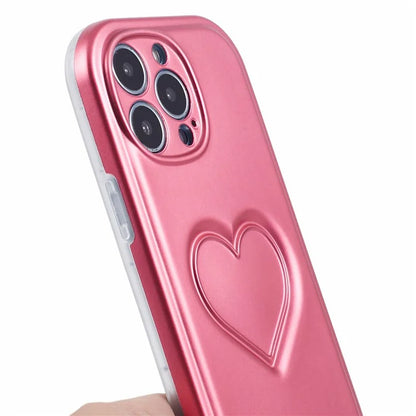 For iPhone 14 Pro Max Case IMD TPU Cover with 3D Effect Love Heart