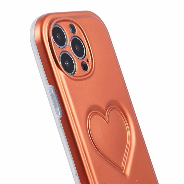 For iPhone 14 Pro Max Case IMD TPU Cover with 3D Effect Love Heart