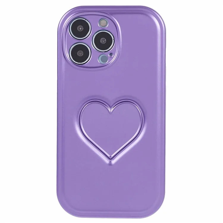 For iPhone 14 Pro Max Case IMD TPU Cover with 3D Effect Love Heart