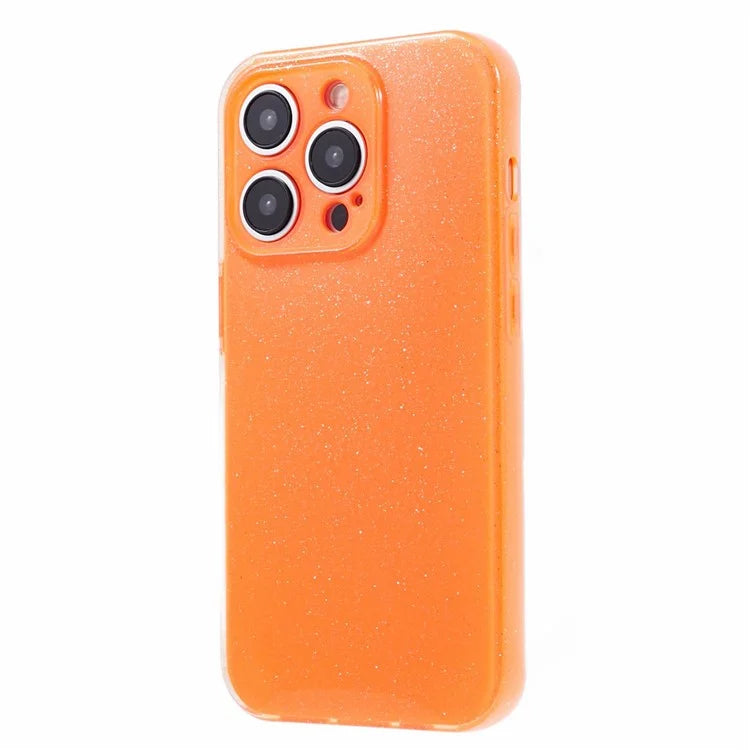 For iPhone 14 Pro Max Case Jelly TPU Glittery Anti-scratch Phone Back Cover
