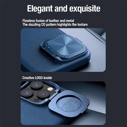 NILLKIN CamShield Prop For iPhone 15 Pro Max Case Camera Protection PU Leather+PC+TPU Phone Cover