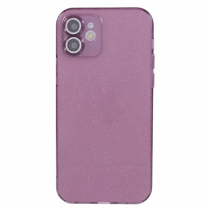 For iPhone 12 Case Anti-drop Glitter Powder TPU Phone Cover with Lens Protector