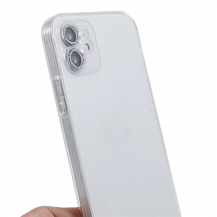 For iPhone 12 Case Anti-drop Glitter Powder TPU Phone Cover with Lens Protector