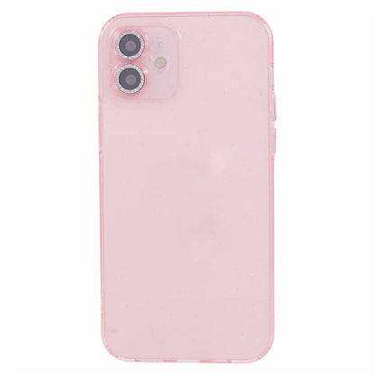 For iPhone 12 Case Anti-drop Glitter Powder TPU Phone Cover with Lens Protector