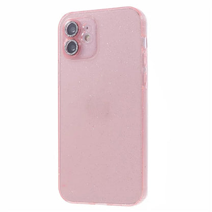 For iPhone 12 Case Anti-drop Glitter Powder TPU Phone Cover with Lens Protector