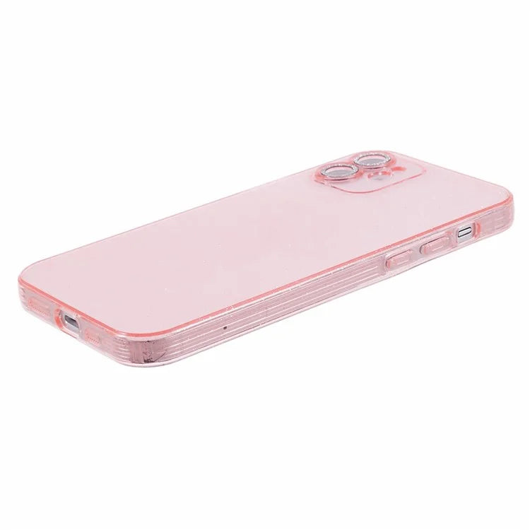 For iPhone 12 Case Anti-drop Glitter Powder TPU Phone Cover with Lens Protector