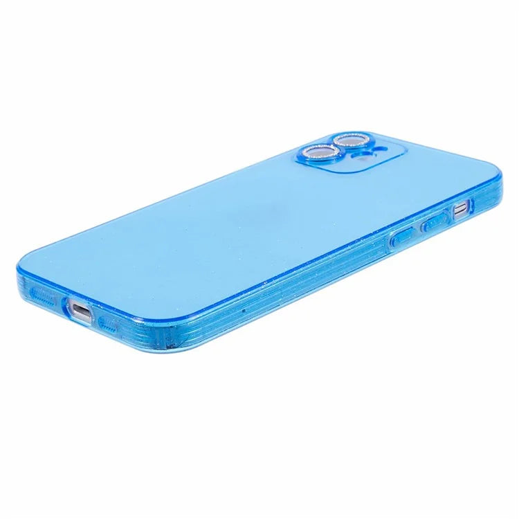 For iPhone 12 Case Anti-drop Glitter Powder TPU Phone Cover with Lens Protector