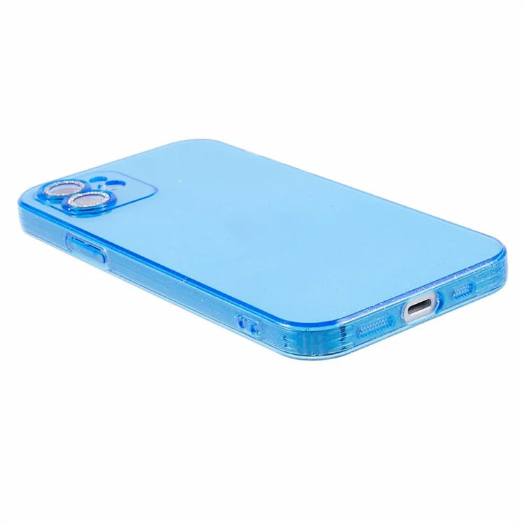 For iPhone 12 Case Anti-drop Glitter Powder TPU Phone Cover with Lens Protector