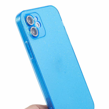 For iPhone 12 Case Anti-drop Glitter Powder TPU Phone Cover with Lens Protector