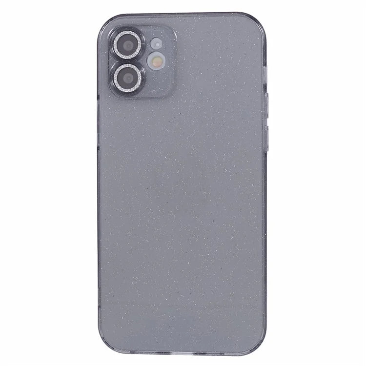 For iPhone 12 Case Anti-drop Glitter Powder TPU Phone Cover with Lens Protector