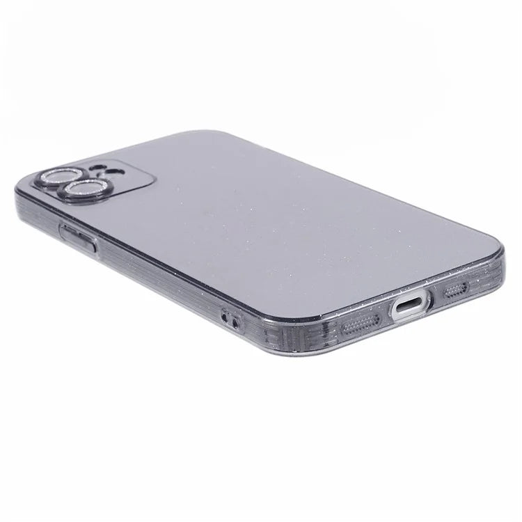 For iPhone 12 Case Anti-drop Glitter Powder TPU Phone Cover with Lens Protector