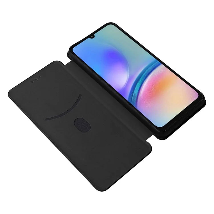 For Samsung Galaxy A05s 4G Case Carbon Fiber Texture PU Leather Phone Shell with Card Slot