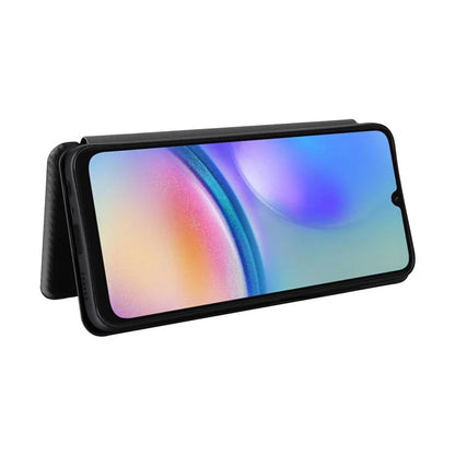 For Samsung Galaxy A05s 4G Case Carbon Fiber Texture PU Leather Phone Shell with Card Slot