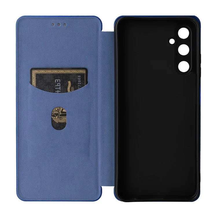 For Samsung Galaxy A05s 4G Case Carbon Fiber Texture PU Leather Phone Shell with Card Slot