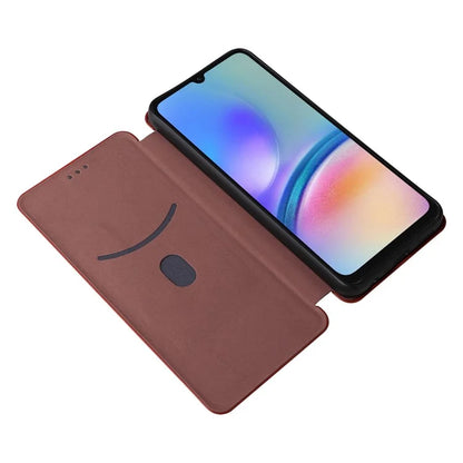 For Samsung Galaxy A05s 4G Case Carbon Fiber Texture PU Leather Phone Shell with Card Slot