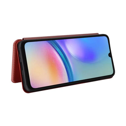 For Samsung Galaxy A05s 4G Case Carbon Fiber Texture PU Leather Phone Shell with Card Slot