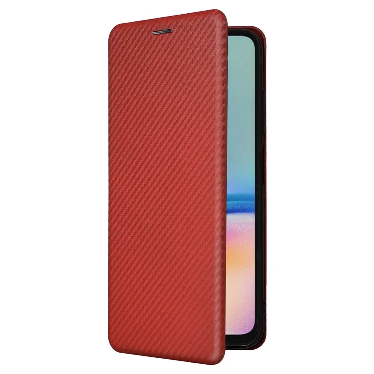 For Samsung Galaxy A05s 4G Case Carbon Fiber Texture PU Leather Phone Shell with Card Slot