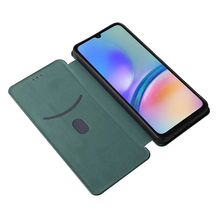 For Samsung Galaxy A05s 4G Case Carbon Fiber Texture PU Leather Phone Shell with Card Slot