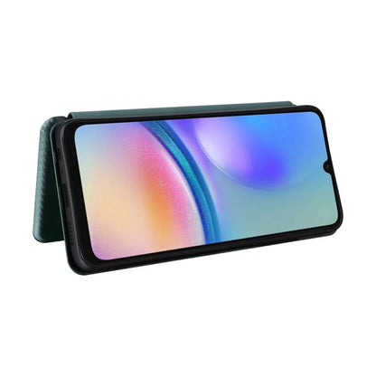 For Samsung Galaxy A05s 4G Case Carbon Fiber Texture PU Leather Phone Shell with Card Slot