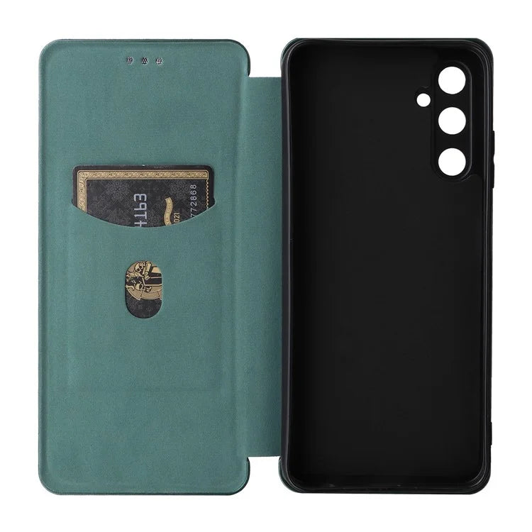 For Samsung Galaxy A05s 4G Case Carbon Fiber Texture PU Leather Phone Shell with Card Slot