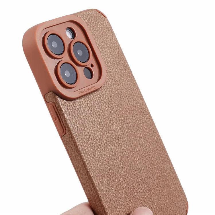 For iPhone 15 Pro Cover PU Leather Coated Shockproof TPU Phone Case