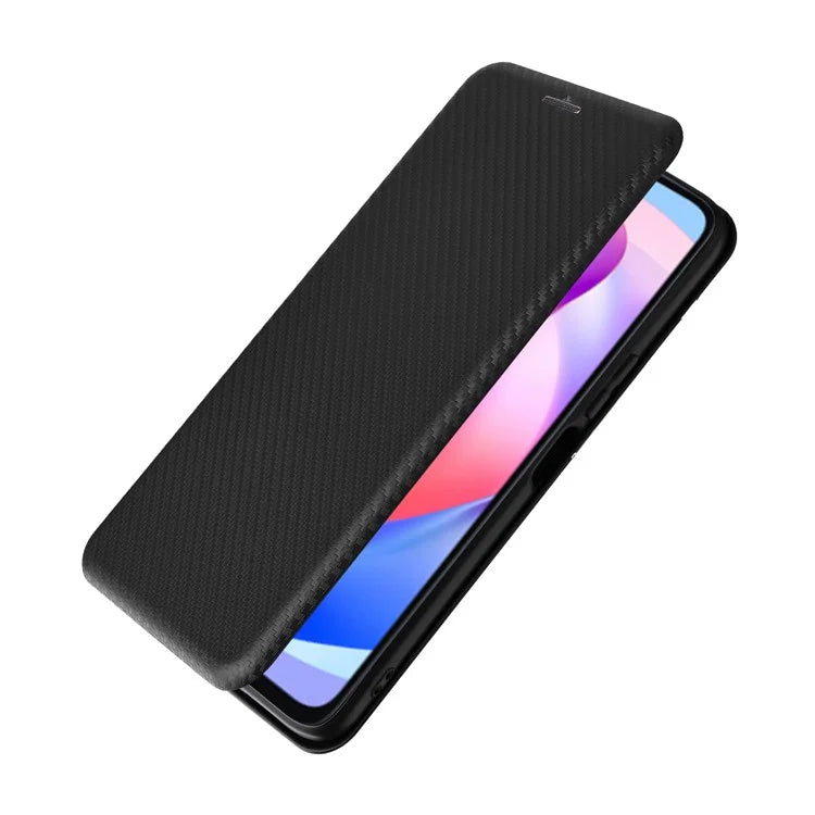 For Honor X6a 4G Case Card Holder Fall Proof Carbon Fiber Texture Leather Cover