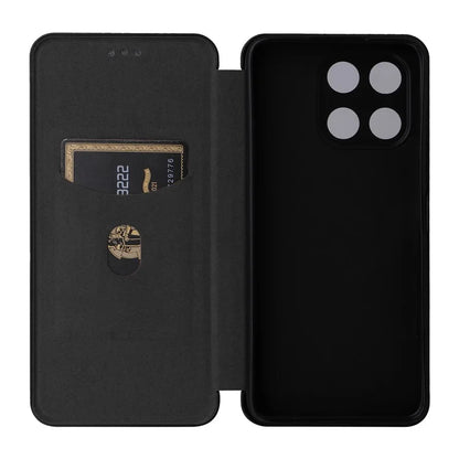 For Honor X6a 4G Case Card Holder Fall Proof Carbon Fiber Texture Leather Cover