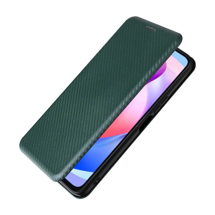 For Honor X6a 4G Case Card Holder Fall Proof Carbon Fiber Texture Leather Cover