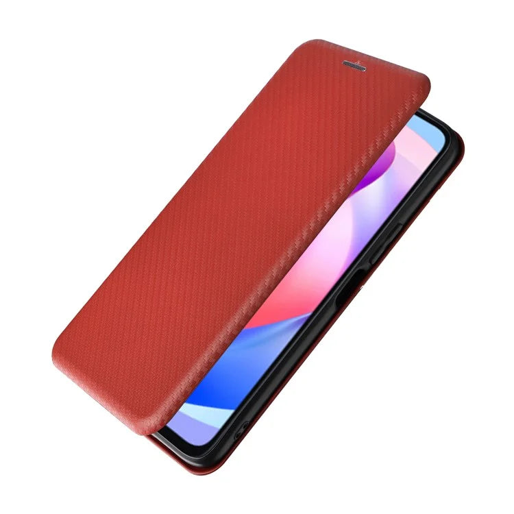 For Honor X6a 4G Case Card Holder Fall Proof Carbon Fiber Texture Leather Cover