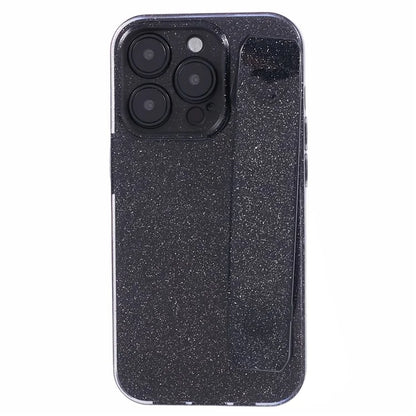 For iPhone 15 Pro Max Case Wristband Glittery TPU Cover with Kickstand