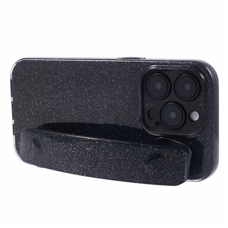 For iPhone 15 Pro Max Case Wristband Glittery TPU Cover with Kickstand
