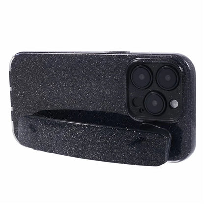 For iPhone 15 Pro Max Case Wristband Glittery TPU Cover with Kickstand